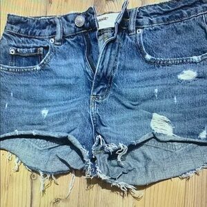Distressed Denim Athletic Shorts